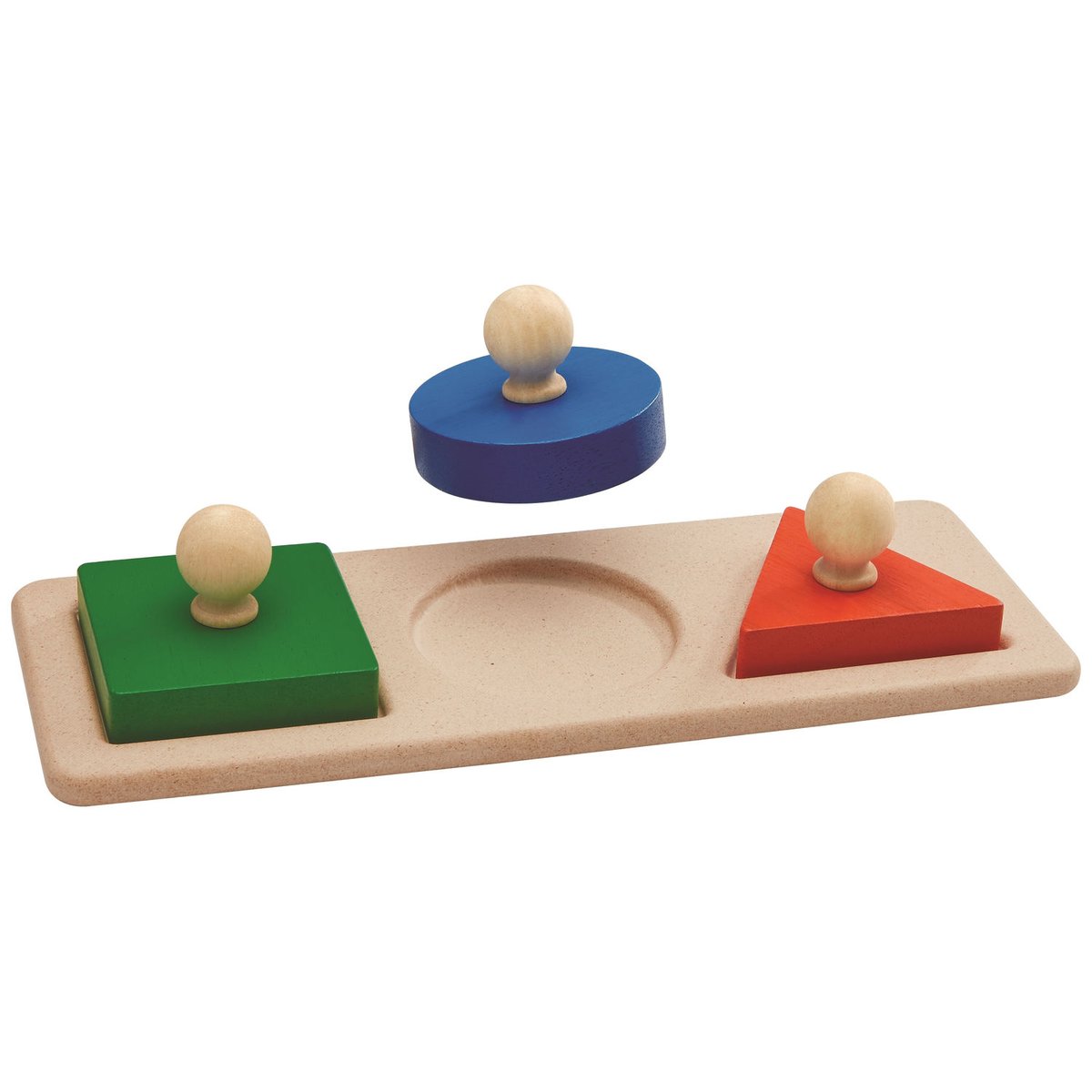 Puzzle à encastrer vert, bleu, rouge, PLAN TOYS