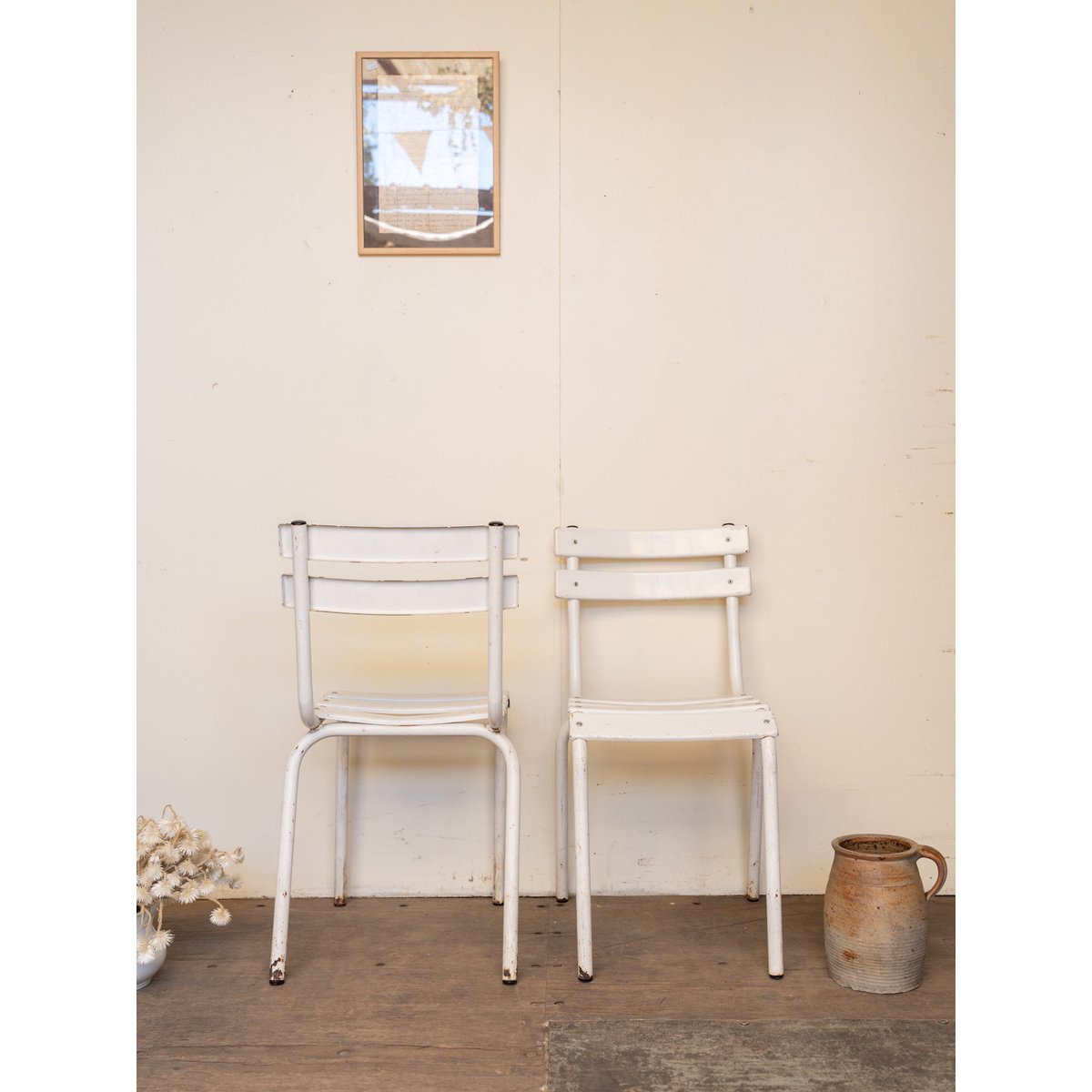 Lot de 4 chaises en métal blanc Alma N°1832 - Bon état blanc, DEBONGOUT