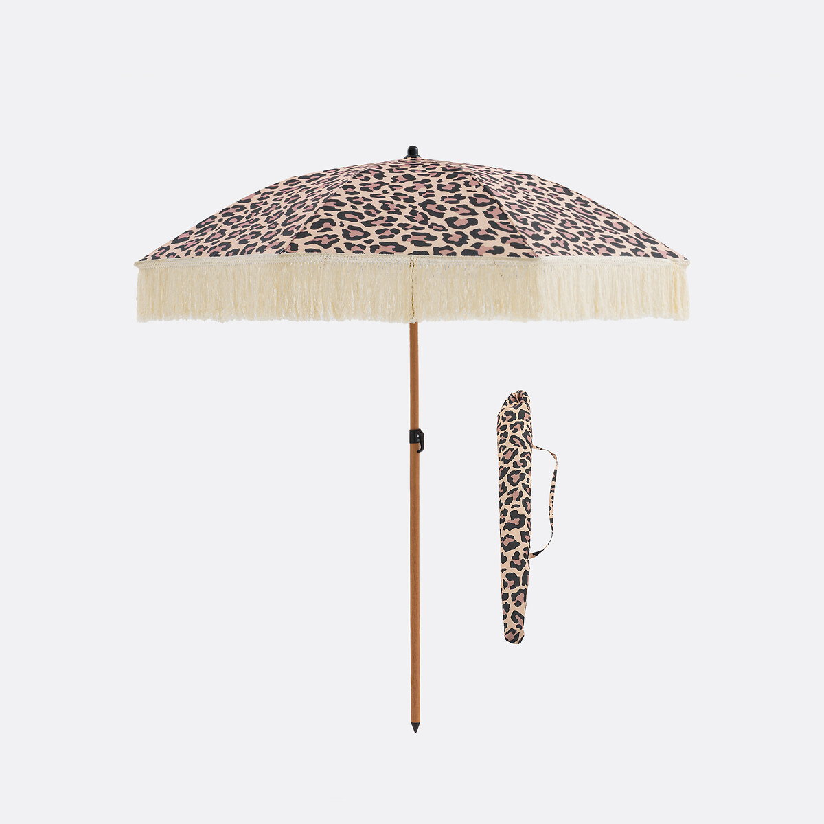 Parasol motif léopard, finition frangée, SAVANA imprimé léopard, LA REDOUTE INTERIEURS