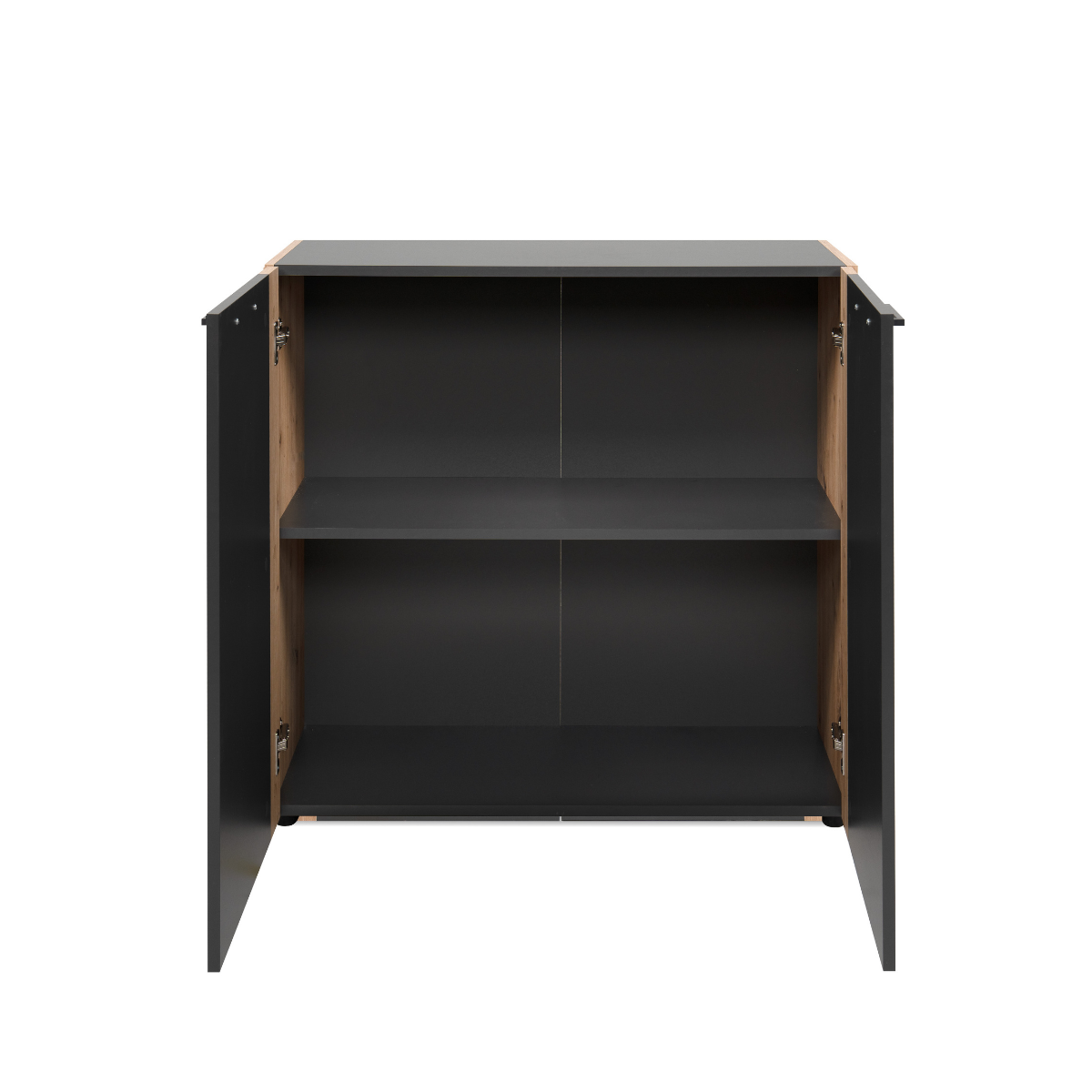 Commode 2 portes pieds noirs LUMA gris anthracite, CALICOSY