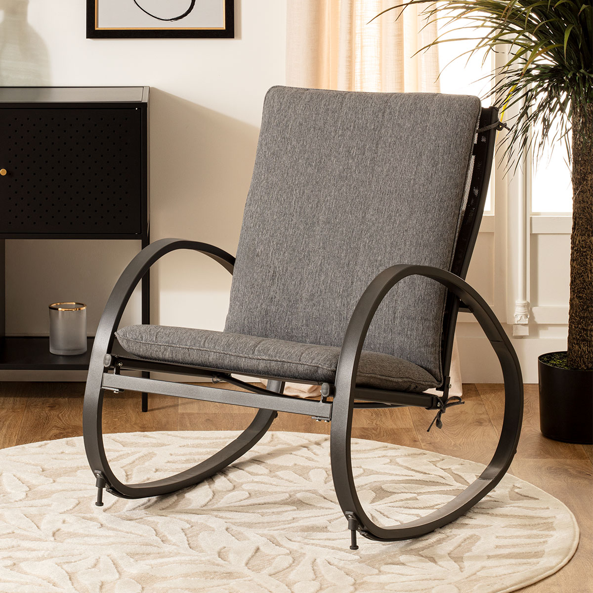 Fauteuil à bascule en acier NEVADA gris graphite, HESPERIDE