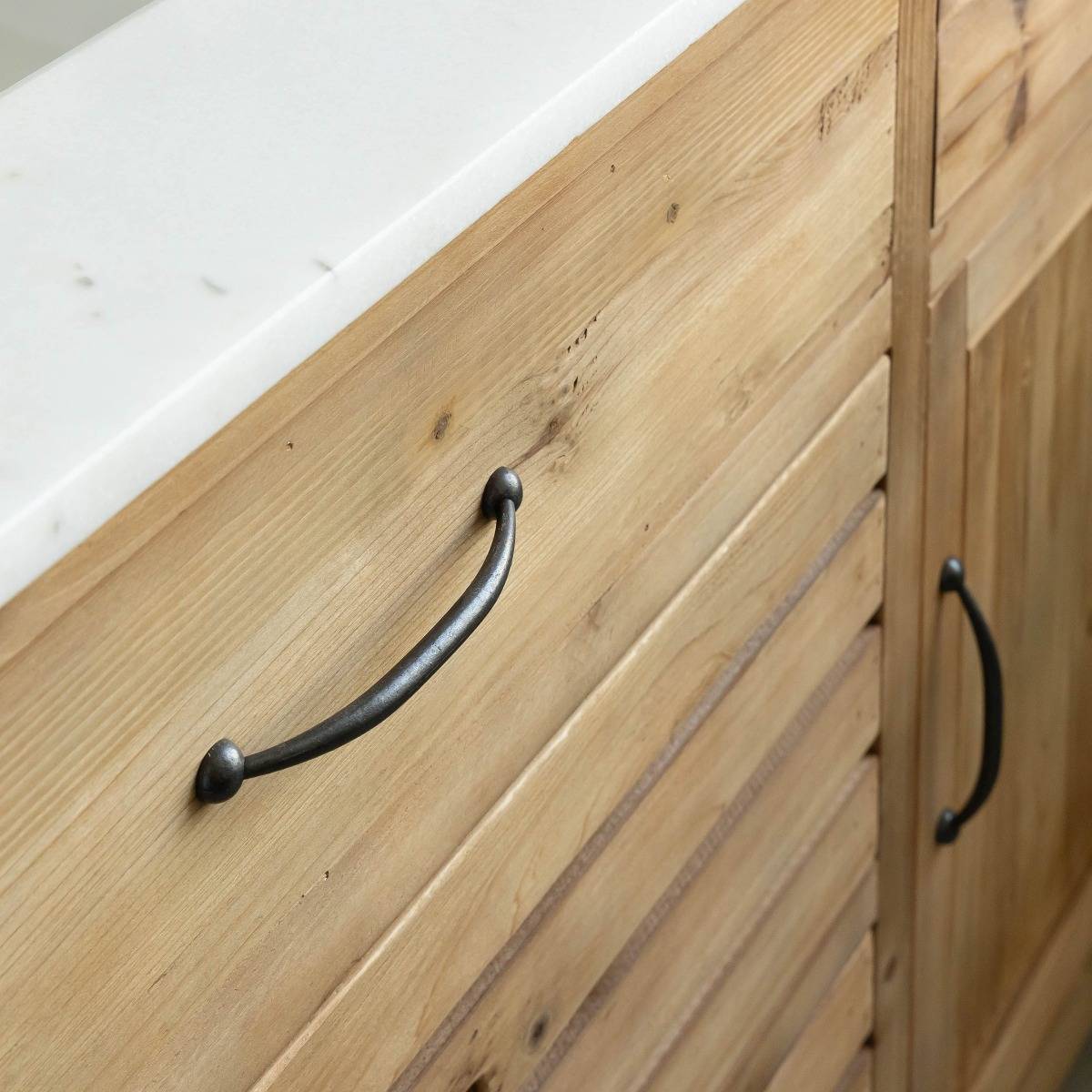 Meuble en bois recyclé et marbre EPURE bois clair, MADE IN MEUBLES 
