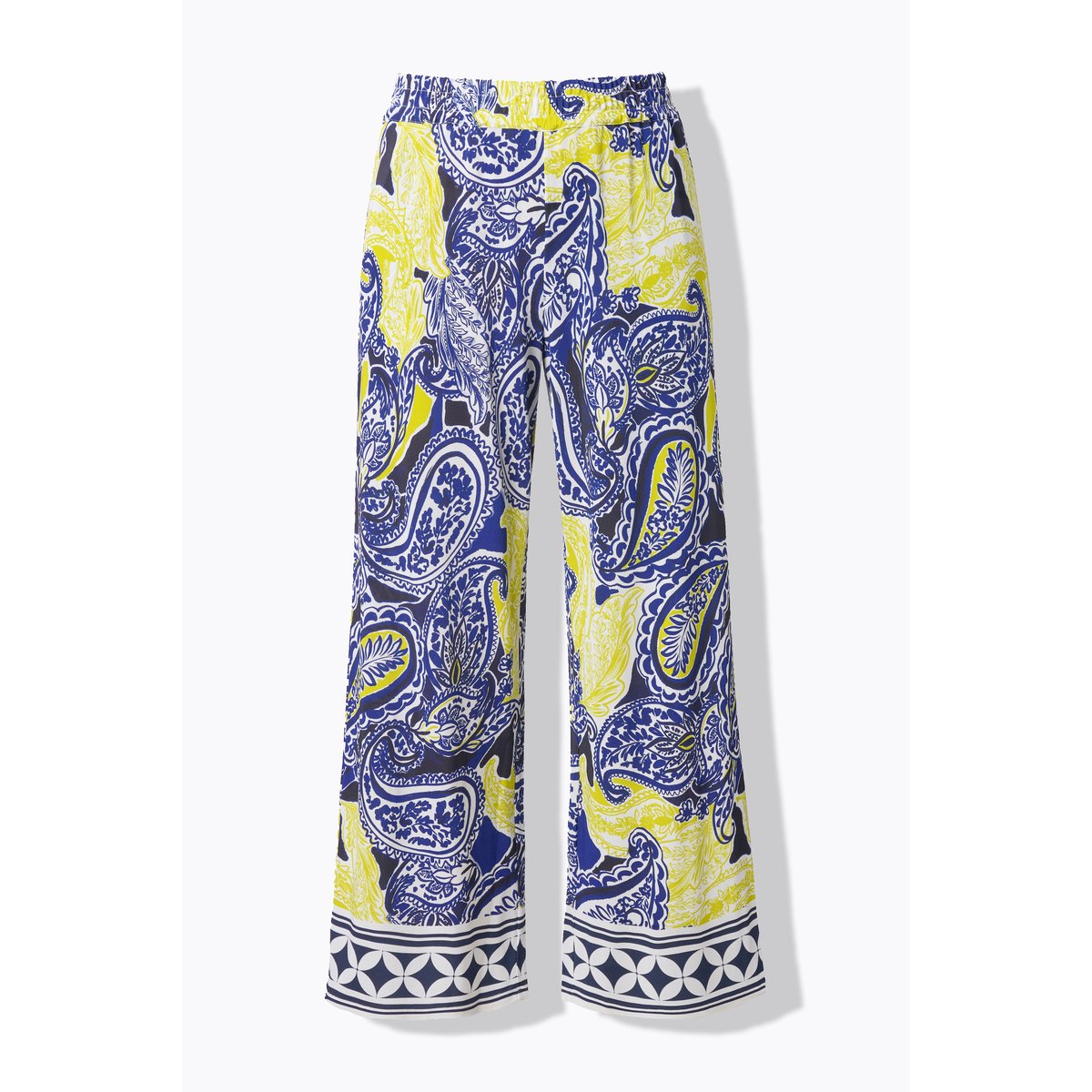 Pantalon au tombé fluide, motif cachemire blanc neige, ULLA POPKEN