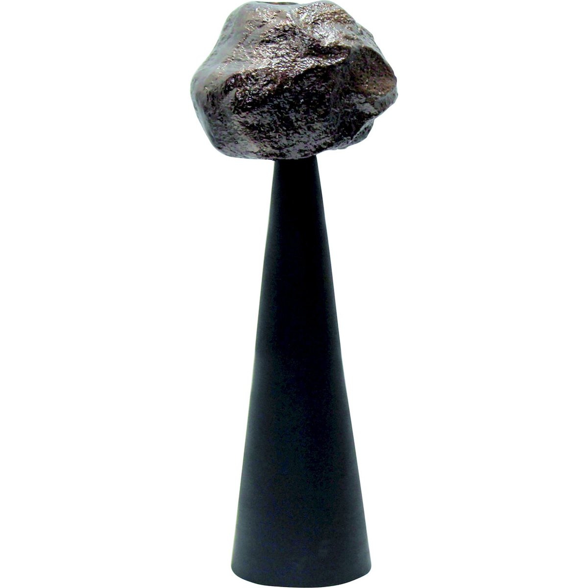 Bougeoir en métal design contemporain, Moira noir intense avec nuances bronze, RECOLLECTION