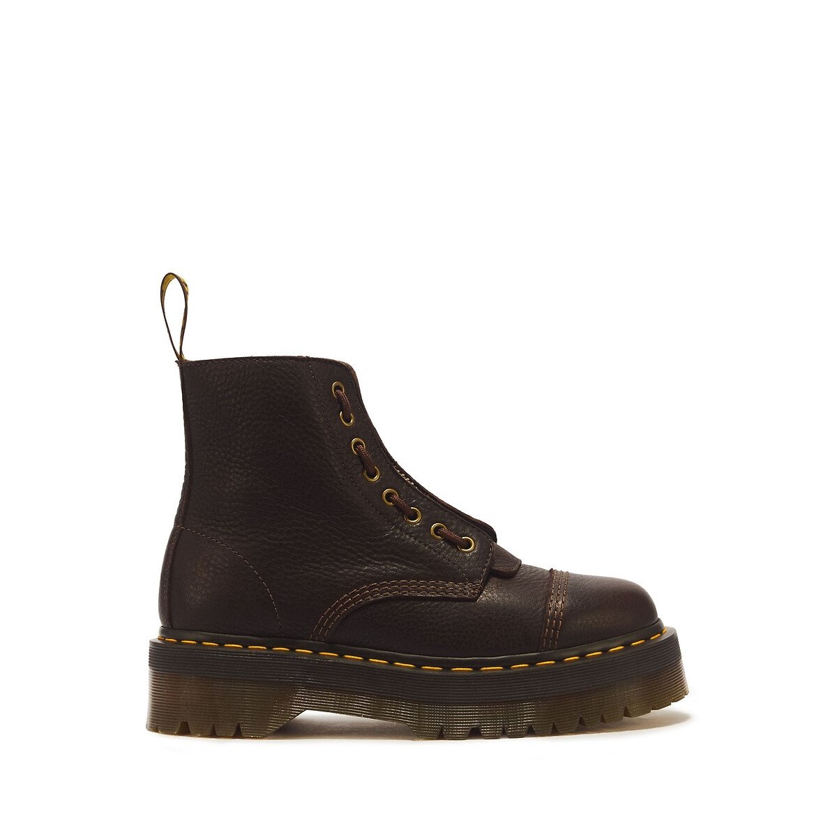 Boots plateformes Sinclair en cuir Ambassador marron foncé, DR. MARTENS