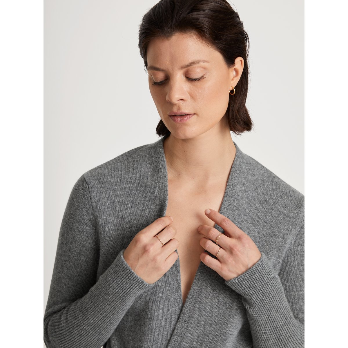 Veste tricotée en laine vierge manches longues Laine THE COSY COLLECTION cosy grey melé, CALIDA