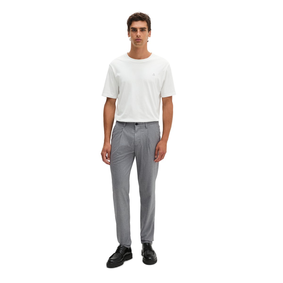Pantalon chino modèle Morot, coupe jogger fuselée en mélange élastique de coton bio et de viscose gris, MARC O'POLO