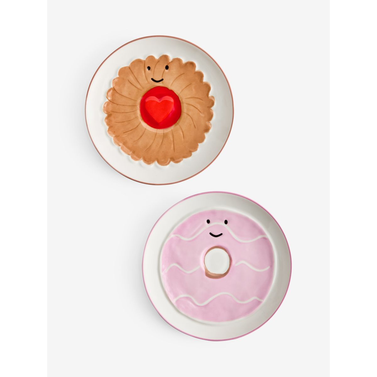 Assiette à dessert motif biscuit, lot de 2 rose, NEXT