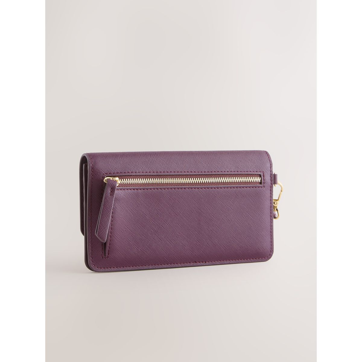 Pochette portefeuille à rabat plié prune, NEXT
