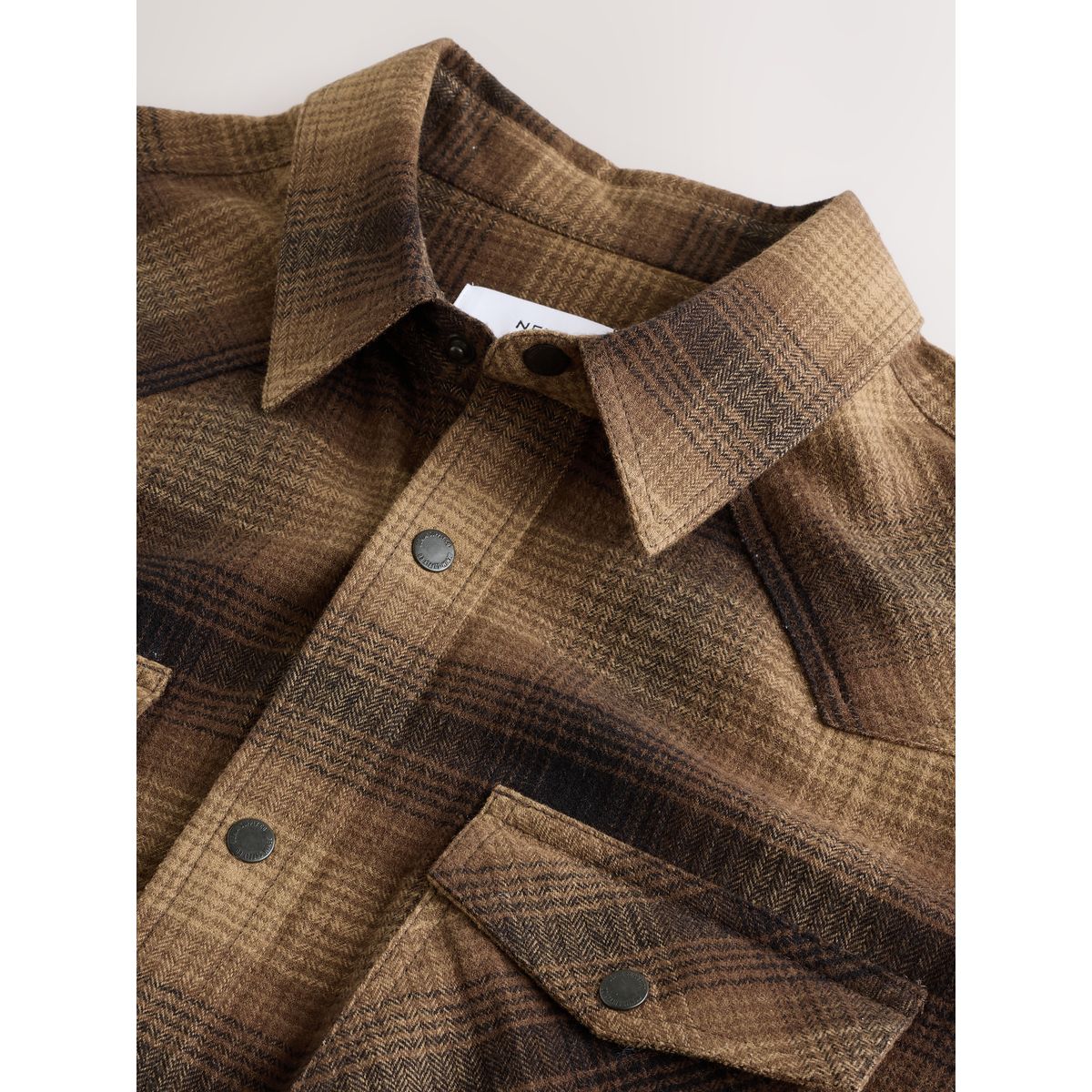 Chemise western à manches longues et carreaux marron, NEXT