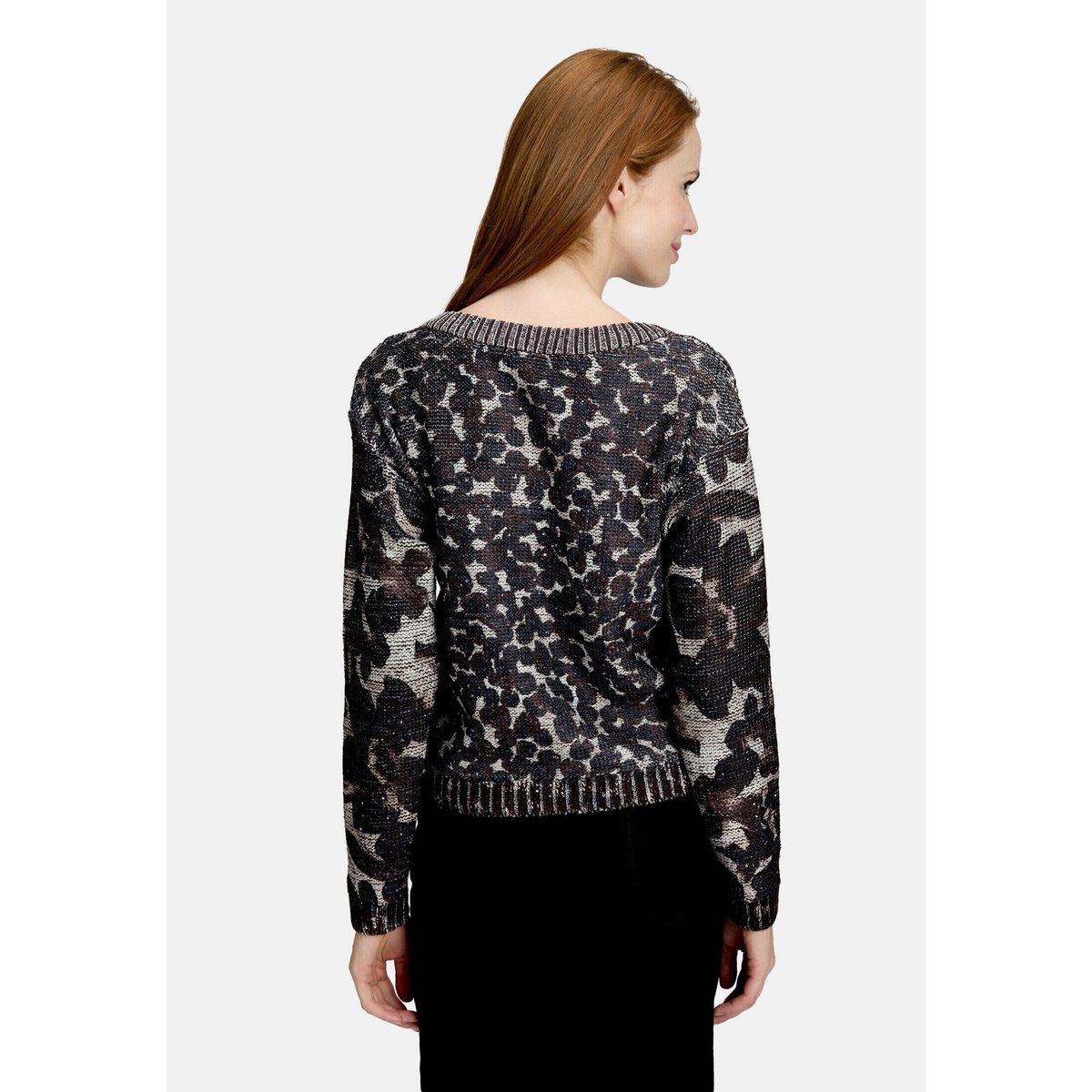 Pull-over en grosse maille à paillettes beige/marron, BETTY BARCLAY