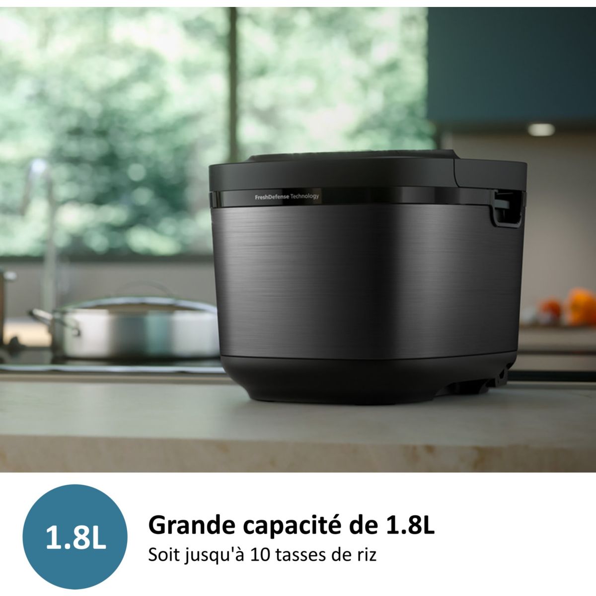 Cuiseur riz HD4814/31 rice cooker noir 1.8L, 800W couleur unique, PHILIPS