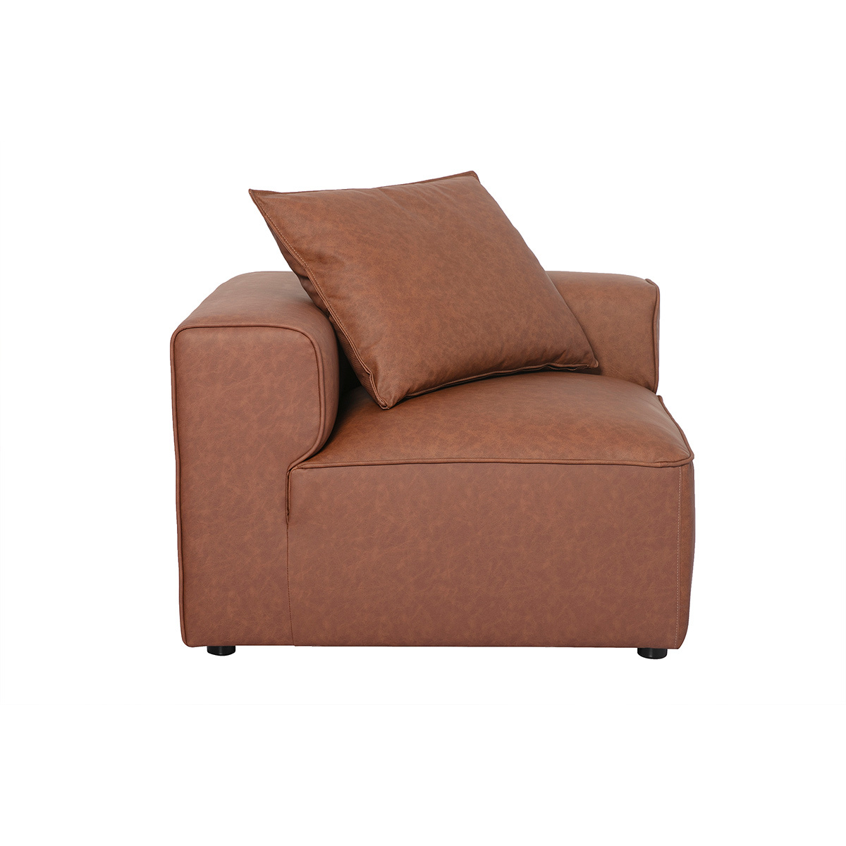 Module d'angle gauche pour canapé en cuir marron FERGUS marron, MILIBOO