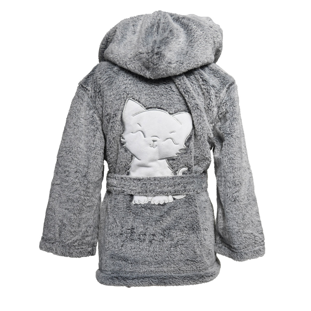 Peignoir polaire enfant doux & chaud MINOU MIAOU anthracite, SENSEI MAISON