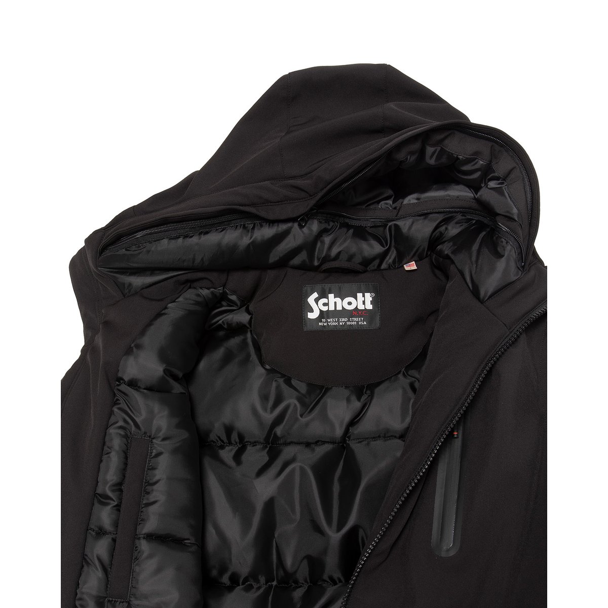 Parka technique à capuche noir, SCHOTT