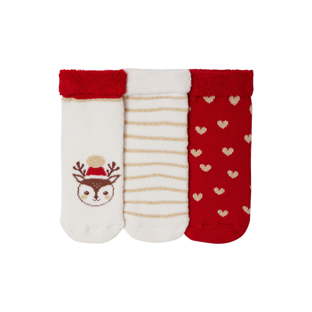 Lot de 3 chaussettes noël écru, VERTBAUDET