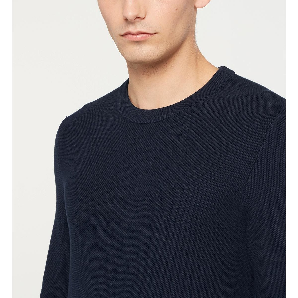 Pull droit uni tonron nid d'abeille coton bio bleu marine, GALERIES LAFAYETTE