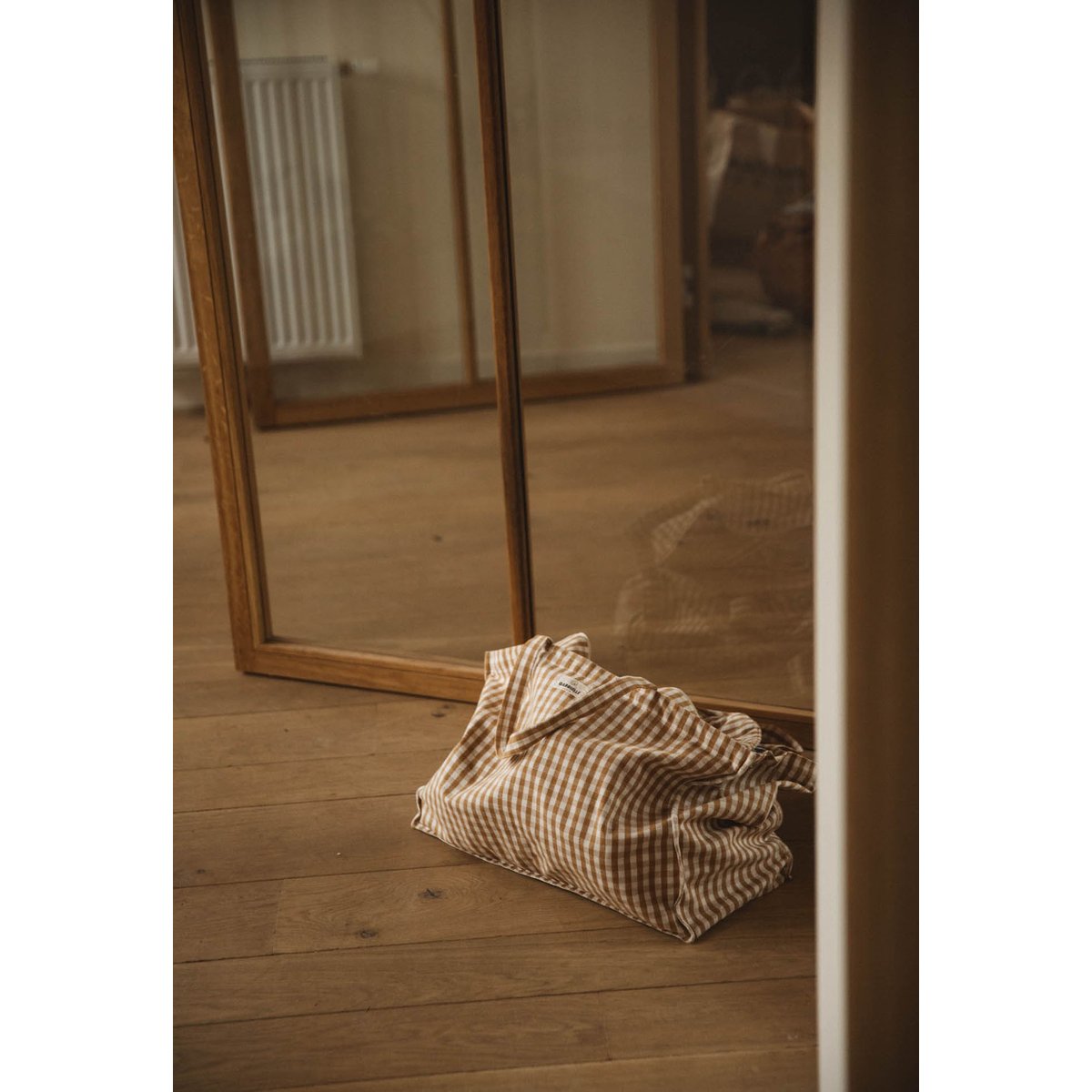 Sac week-end en coton, VICHY beige vichy camel, GABRIELLE PARIS