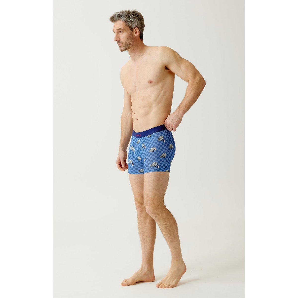 Boxer en jersey de coton imprimé Lent au démarrage bleu, ARTHUR