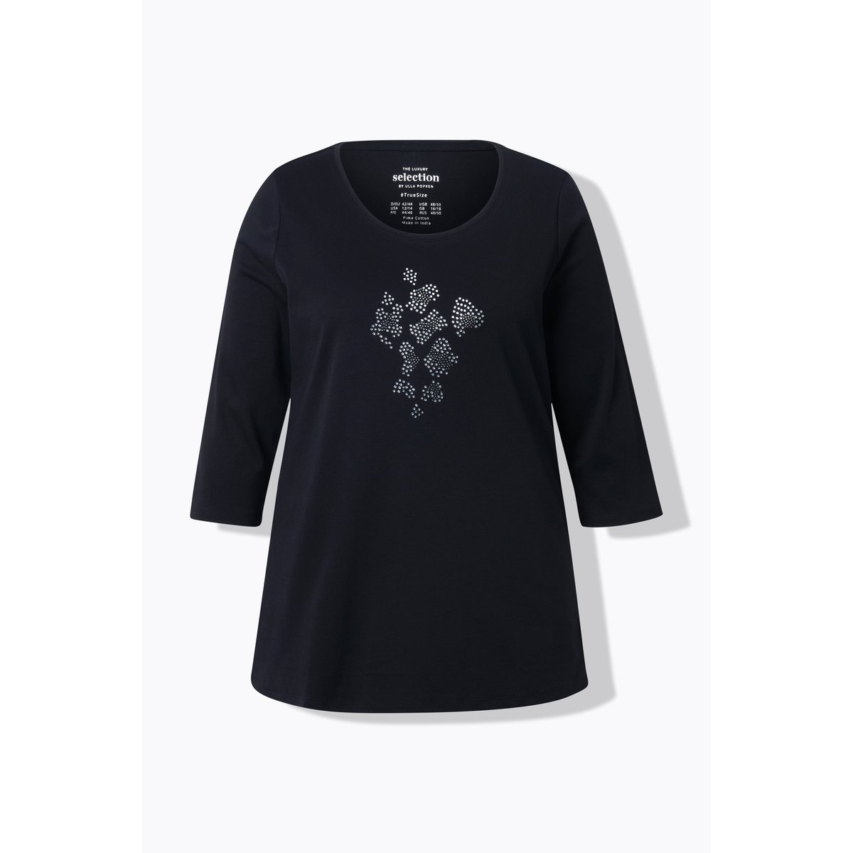 T-shirt évasé en coton Pima noir, ULLA POPKEN