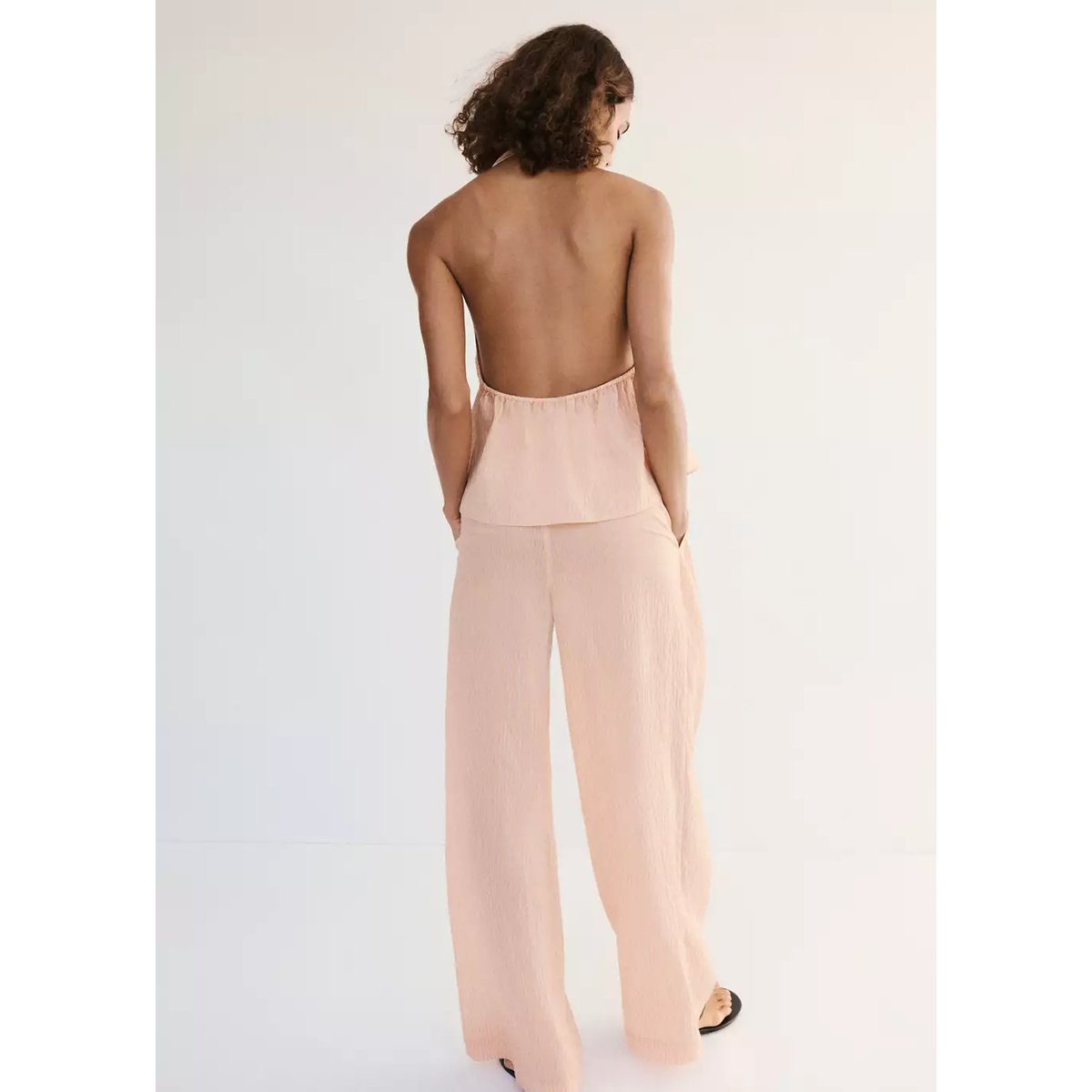 Pantalon Lyocell rayures orange, MANGO