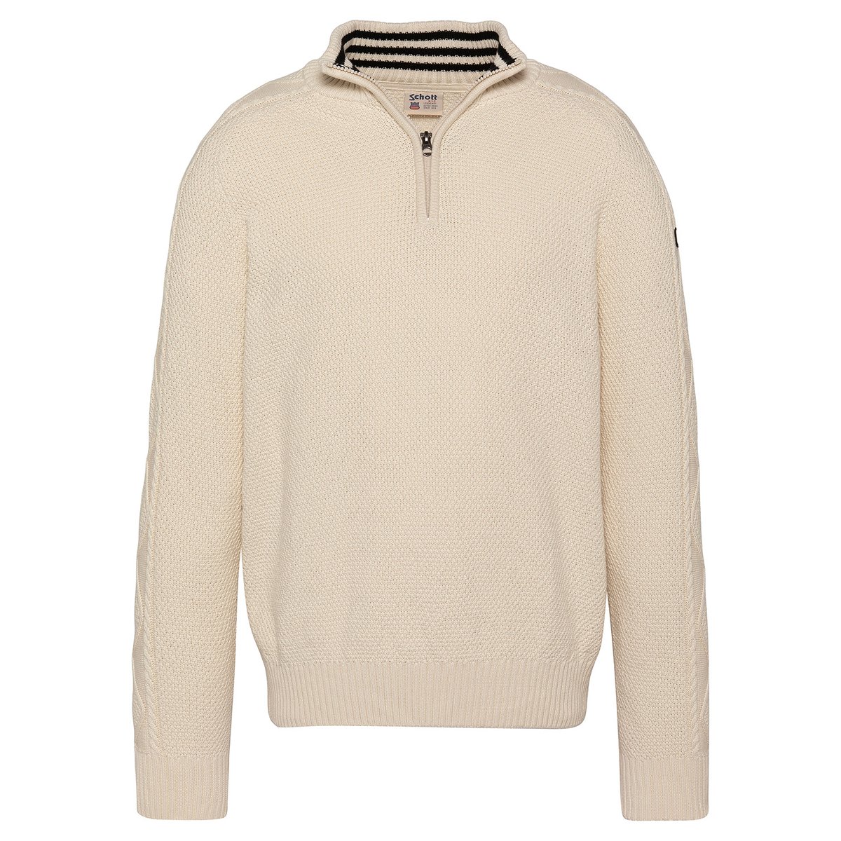 Pull camionneur en maille texturée ecru, SCHOTT