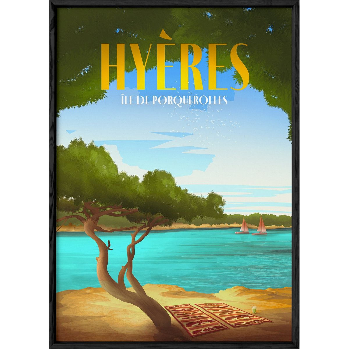 Affiche ville Hyères blanc, L'AFFICHERIE