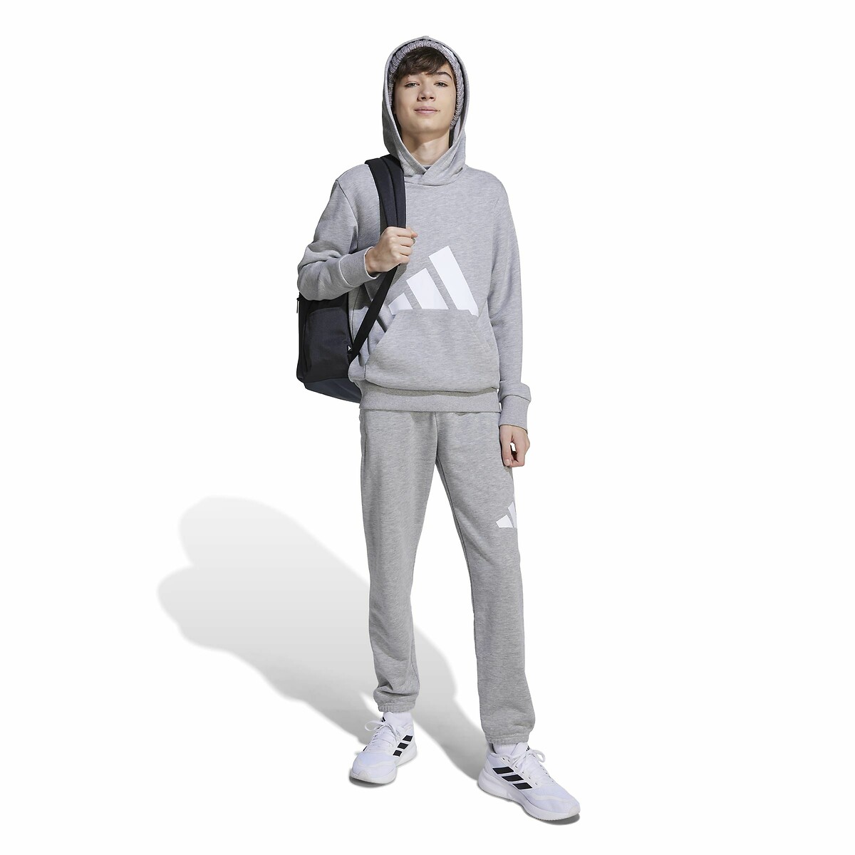 Sweat à capuche en molleton gris, ADIDAS SPORTSWEAR