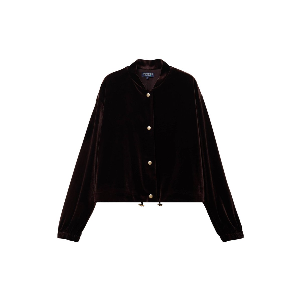 Gilet court droit en velours doublé marron foncé, BONOBO