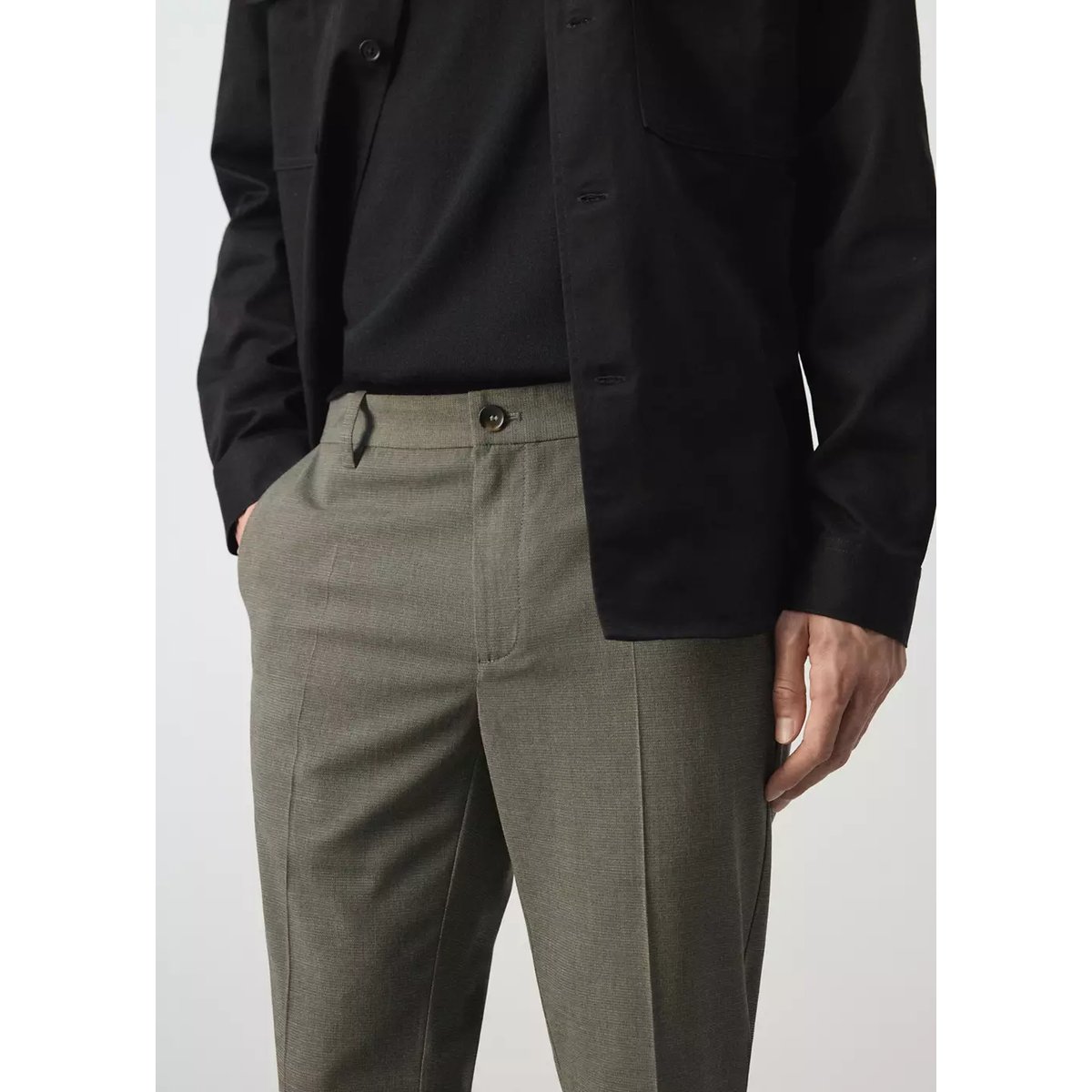 Pantalon slim-fit cropped olive, MANGO MAN