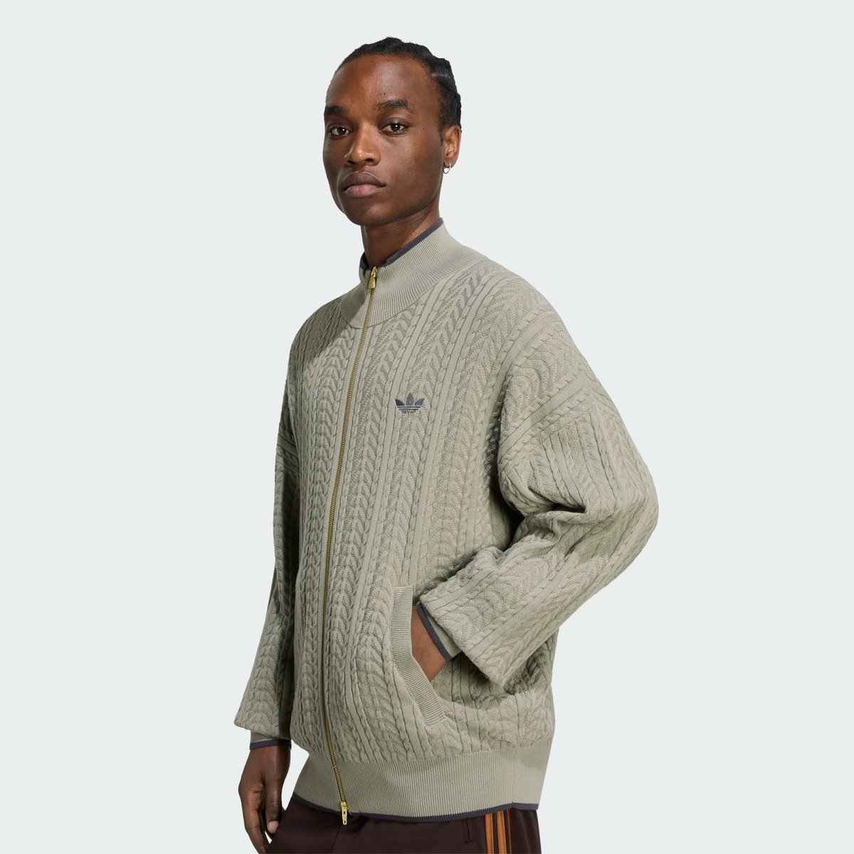 Veste De Survêtement Maille Torsadée Firebird Veste De Survêtement Maille Torsadée Firebird silver pebble, adidas Originals