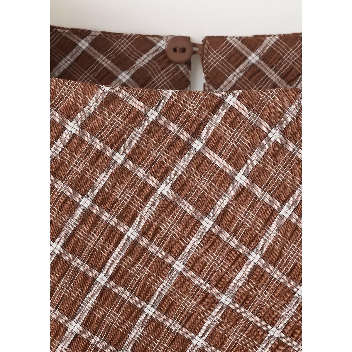 Blouse carreaux asymétrique marron, MANGO