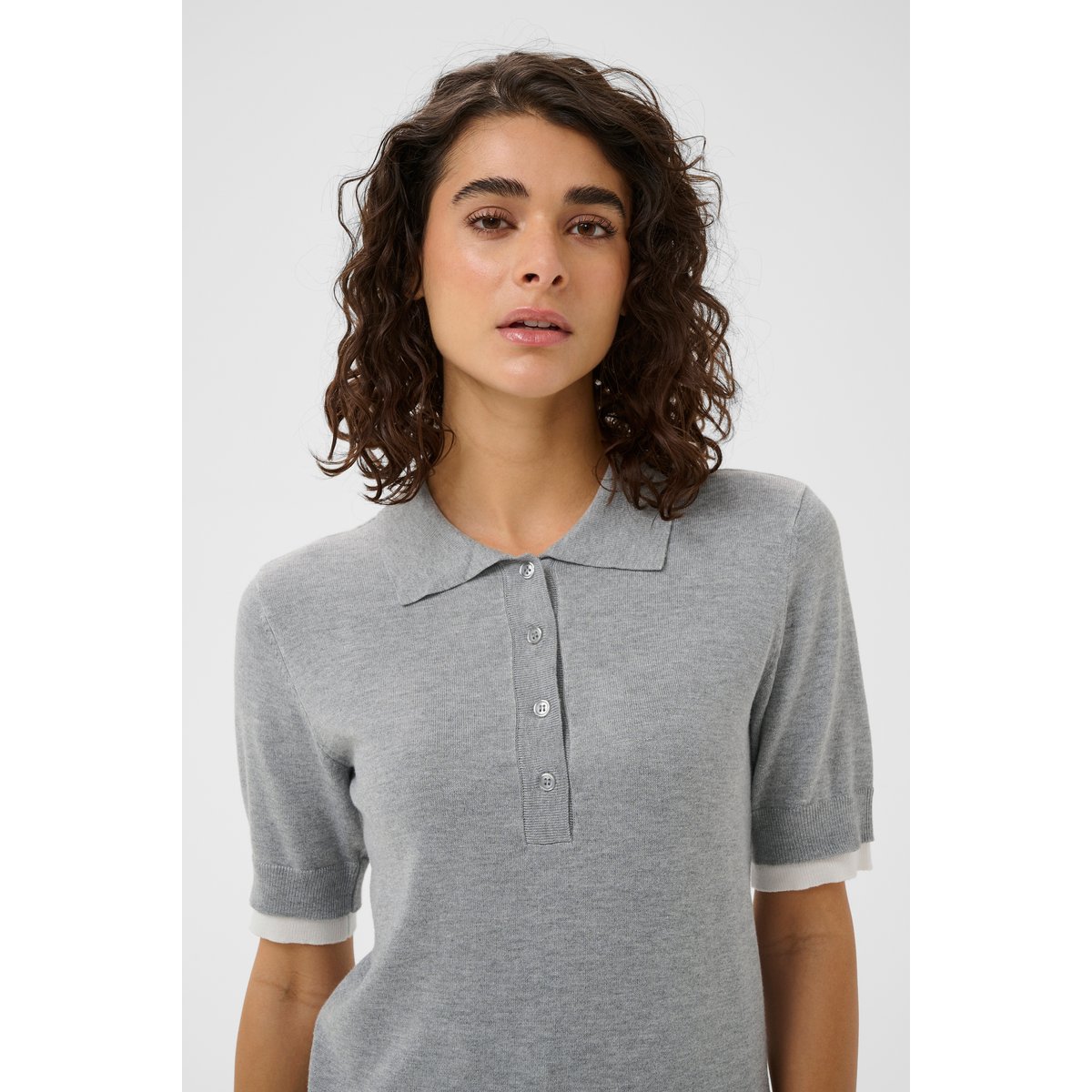 Chemise polo gris grey melange, KAFFE