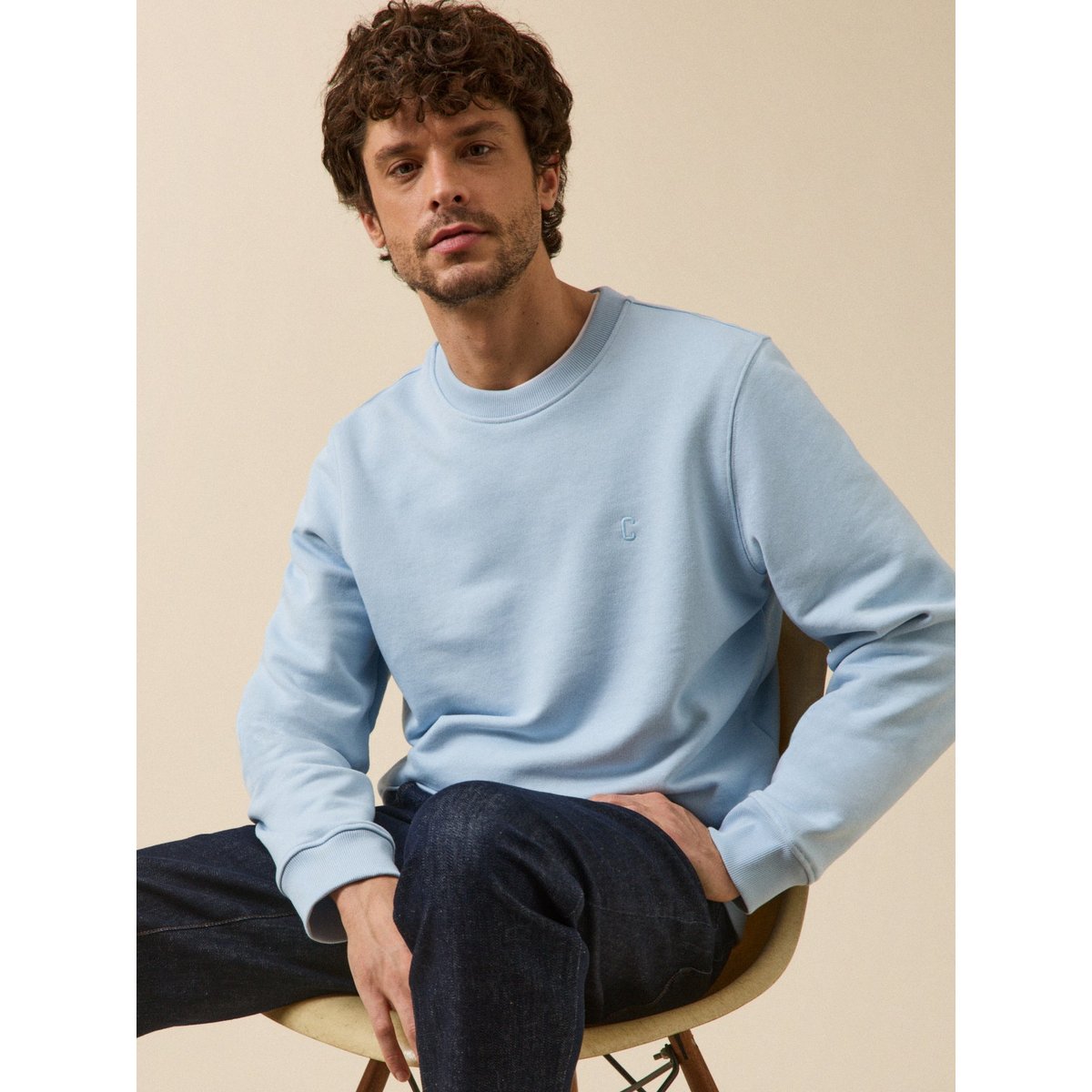 Sweat molleton coton biologique ciel, CYRILLUS