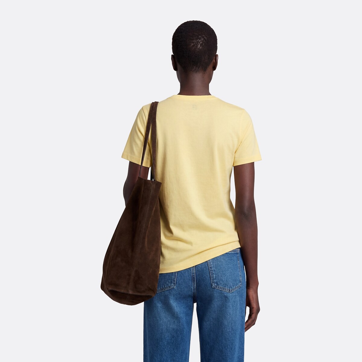 Camiseta con cuello redondo, manga corta amarillo, LA REDOUTE COLLECTIONS