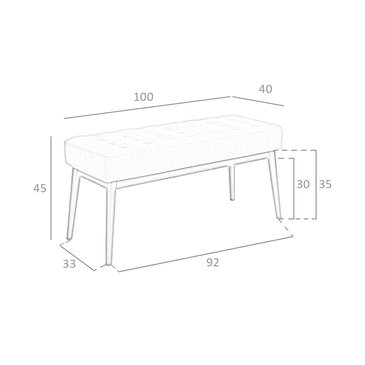 Tabouret en tissu gris foncé gris foncé | noyer, ANGEL CERDA