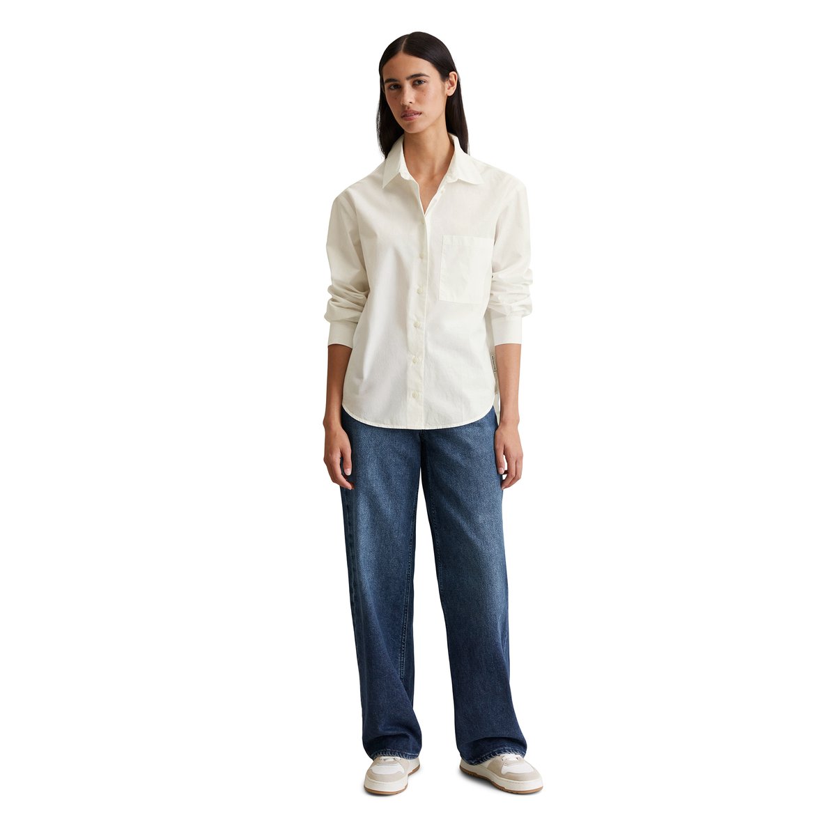 Chemisier ample en pur coton biologique blanc, MARC O’POLO DENIM