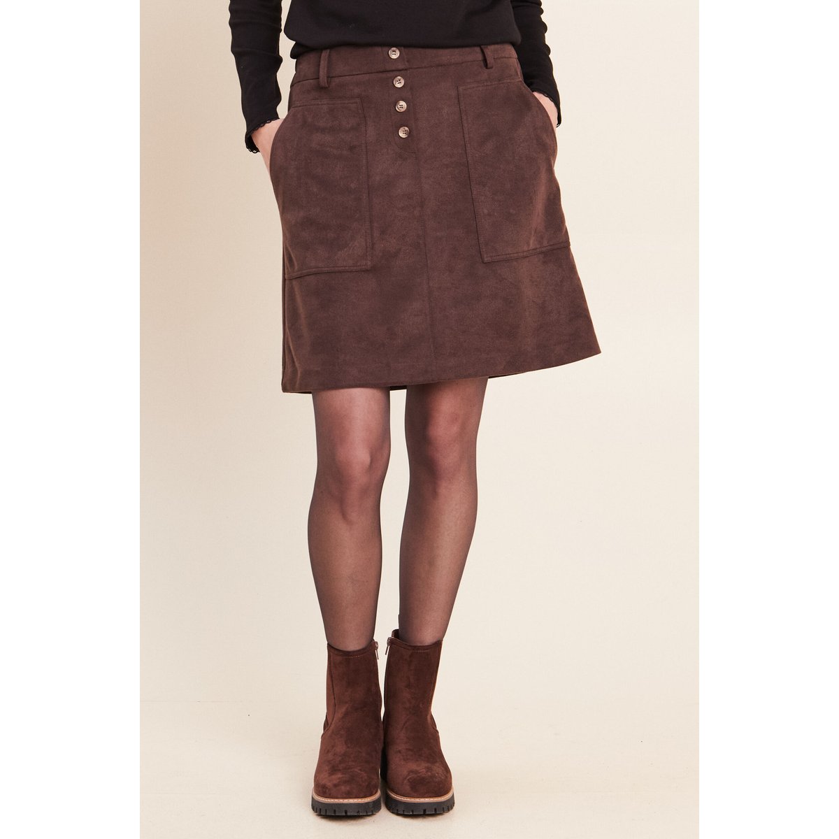 Jupe aspect daim marron foncé, BREAL