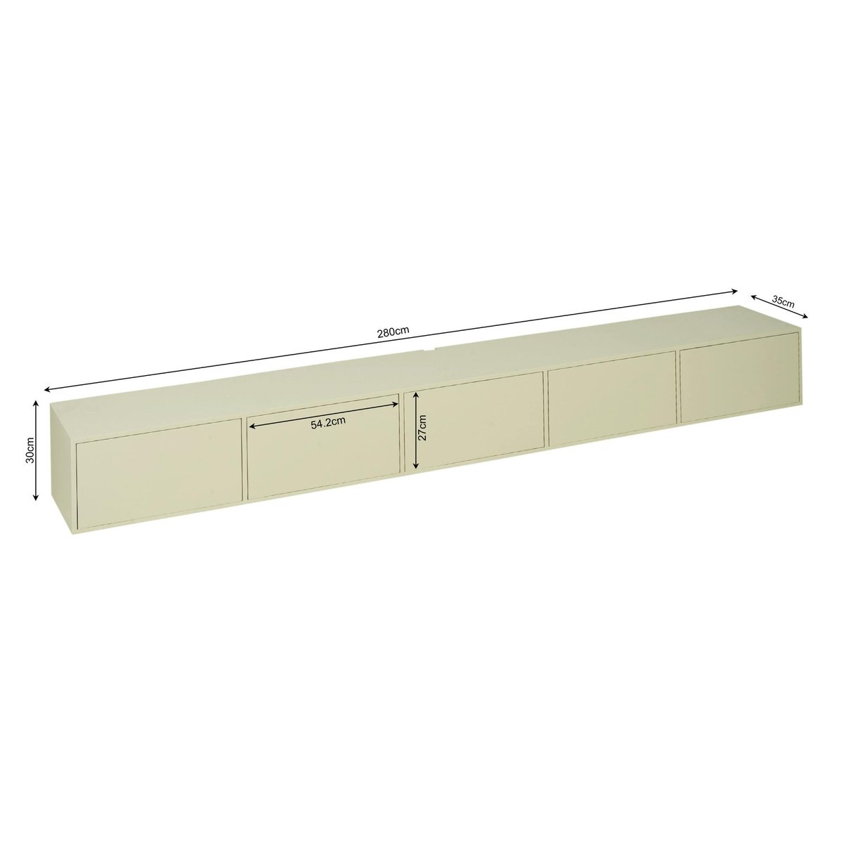 Long meuble TV suspendu 5 portes, 280 cm JUNO sable, PIER IMPORT