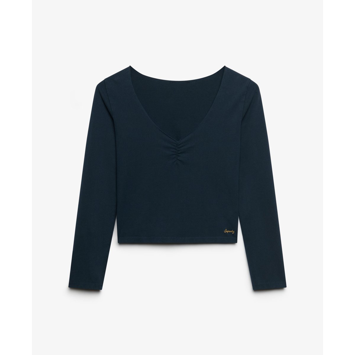 Haut Manches Longues Athletic Essential Froncé bleu marine éclipse, SUPERDRY