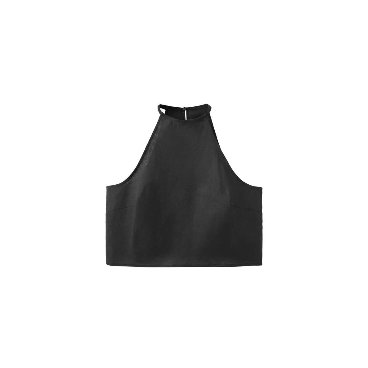 Top halter en lin et coton noir, MANGO