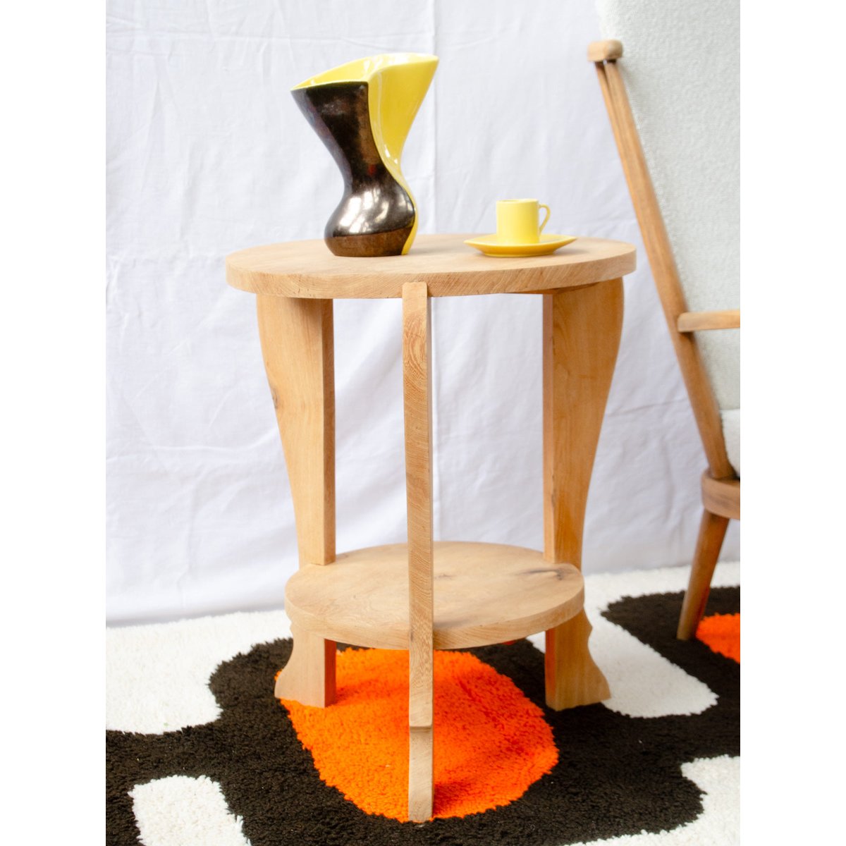 Table d'appoint en bois clair Hanna N°1620 - Bon état bois clair, DEBONGOUT