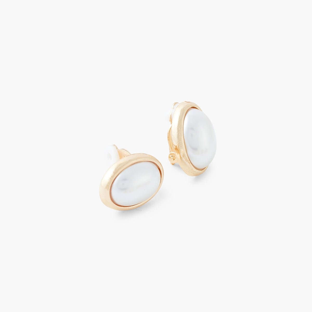 Boucles d'oreilles clips - perles ovales blanc, BALABOOSTE