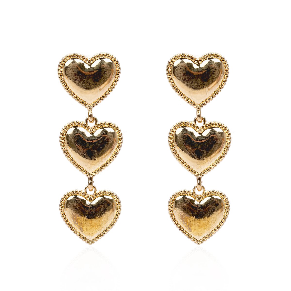 Boucles d'oreilles pendantes cœurs NADAV doré, HIPANEMA