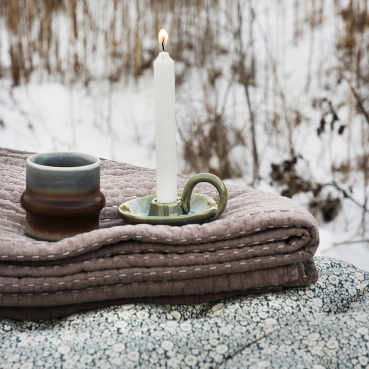 Tasse à café style campagne grès bleu, MADAM STOLTZ