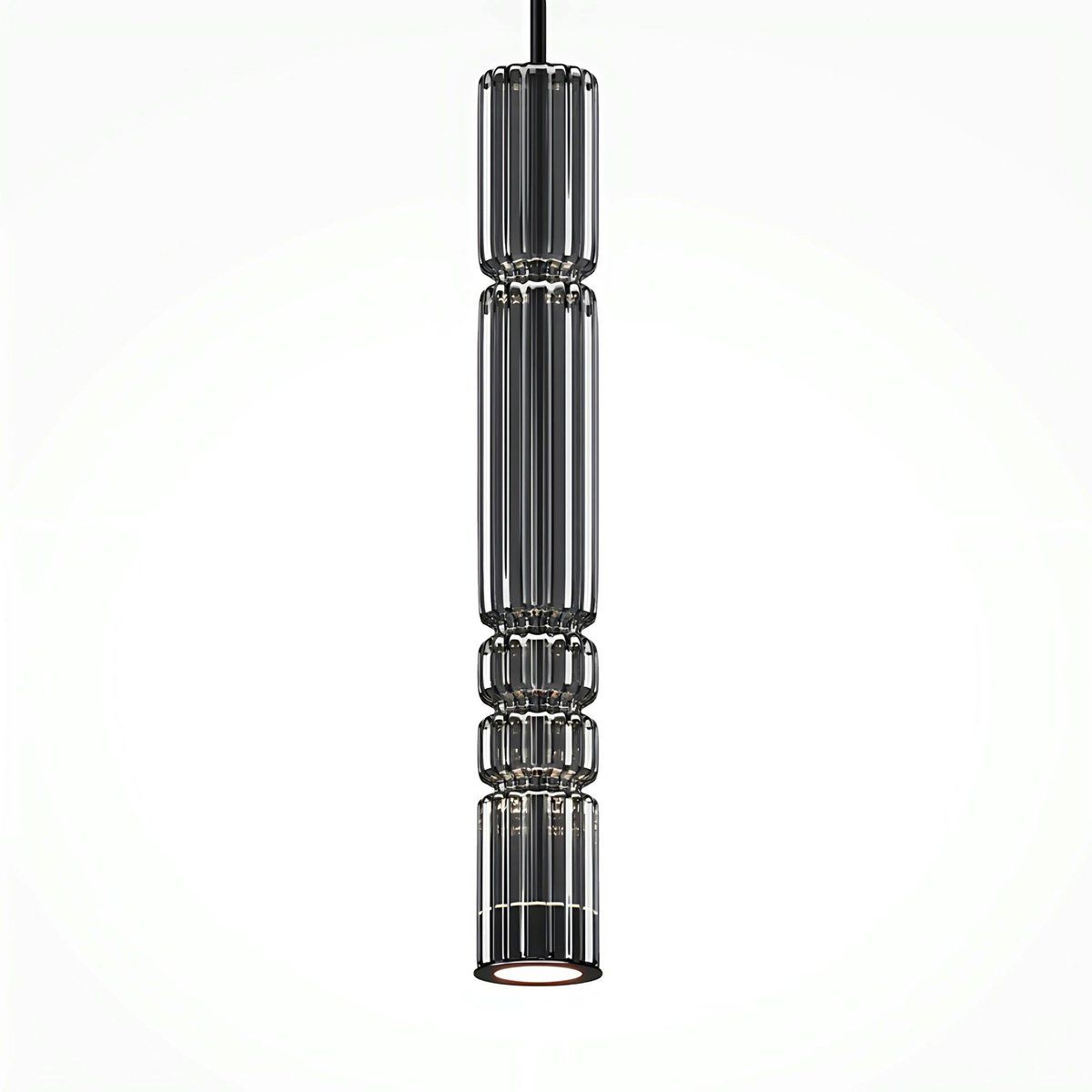 Suspension LED, tube en verre SOLANA gris, PIER IMPORT