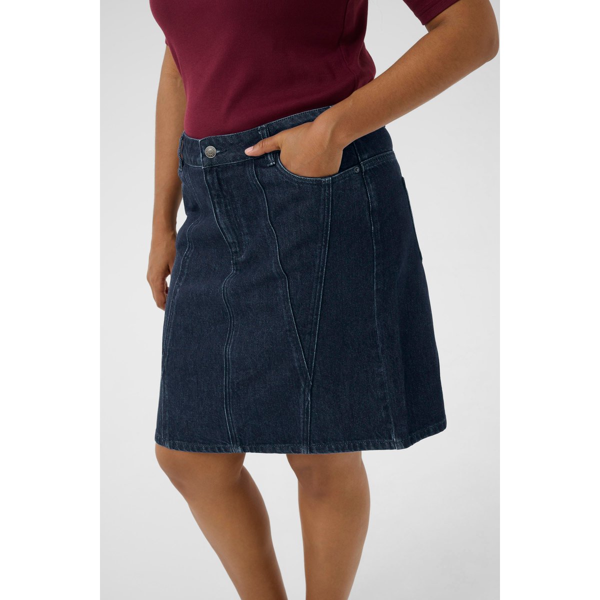 Jupe en jean bleu dark blue denim, KAFFE CURVE