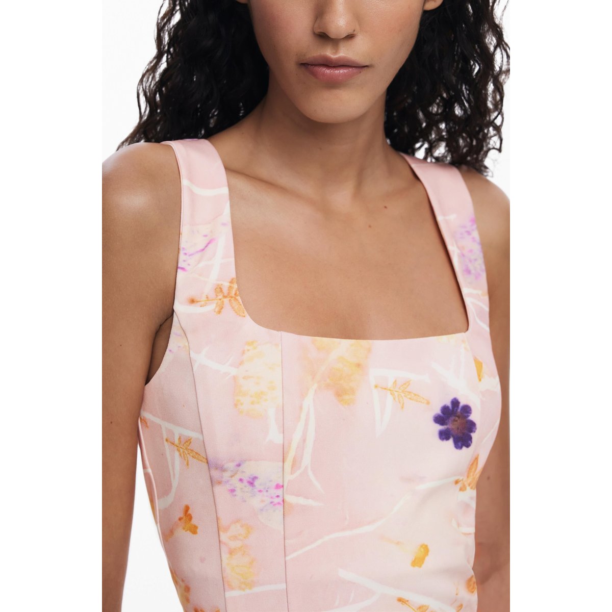 Robe courte à bretelles rose, DESIGUAL