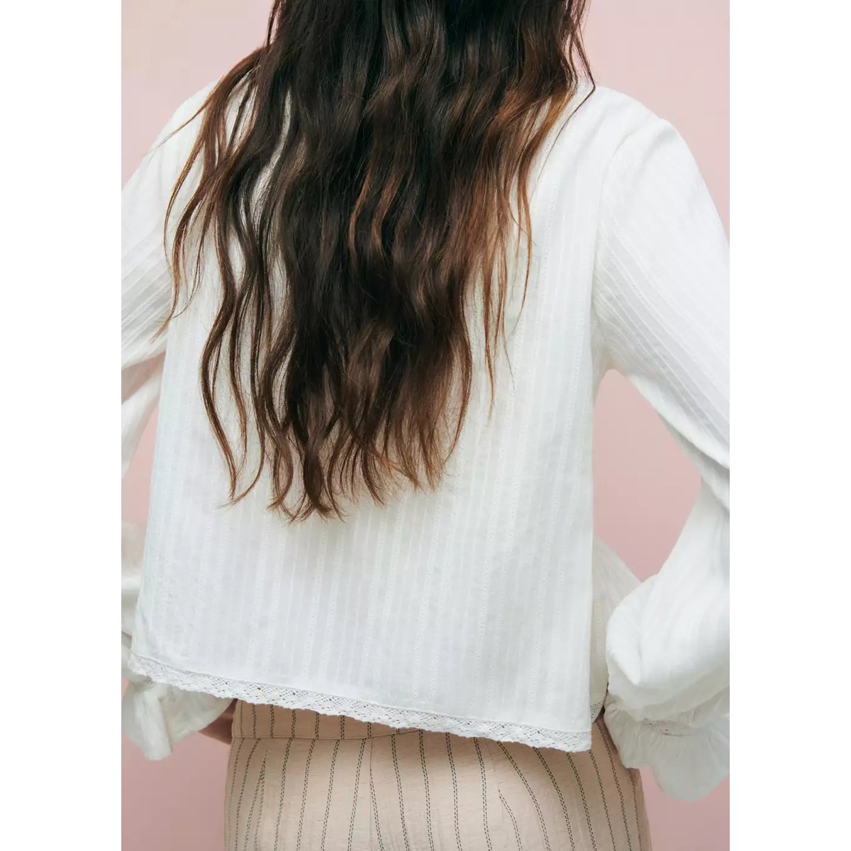 Blouse texturée détails ajourés blanc cassé, MANGO TEEN