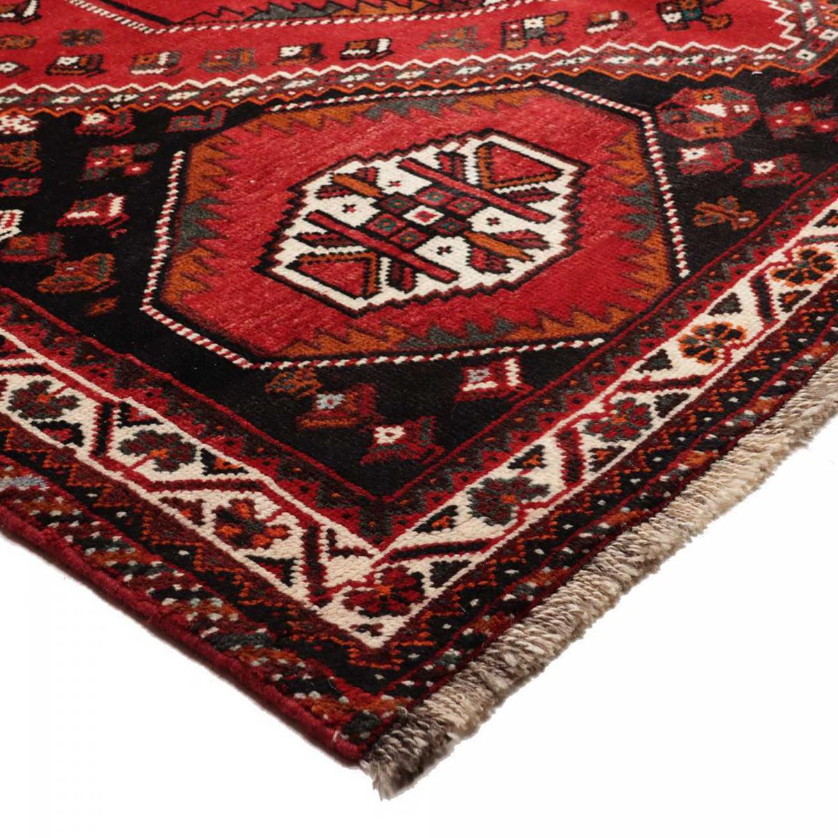 Tapis d'orient au motif oriental, noué à la main en laine rouge, crème, noir, UN AMOUR DE TAPIS